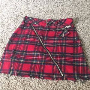 Plaid zipper unif skirt
